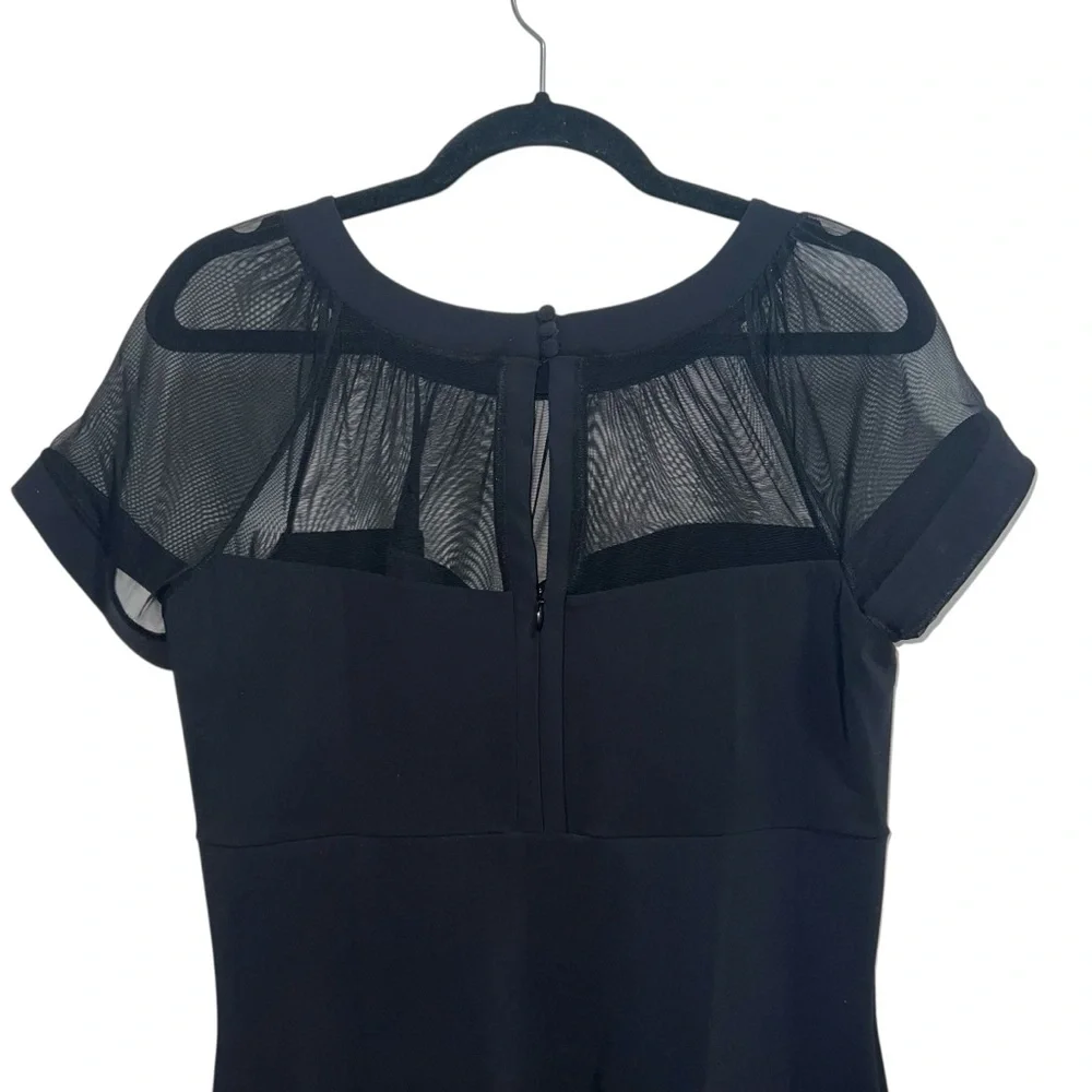 NEW NWT Chiara Boni La Petite Robe Floria Short Sleeve Illusion Midi Dress Black - Picture 7 of 11
